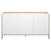 Dekit Bari Aparador (L x An x Al: 40 x 150 x 77,5 cm, Roble Natural/Blanco, Número de cajones: 3 ud., Número de puertas: 2 ud.) | BAUHAUS