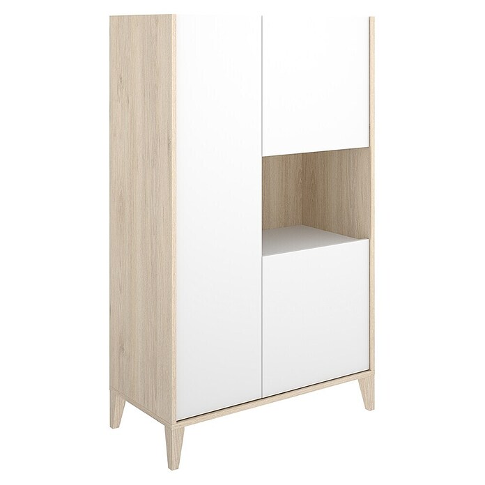 Dekit Bari Aparador (L x An x Al: 43 x 81 x 137,5 cm, Blanco/Natural, Número de puertas: 3 ud.) | BAUHAUS