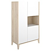 Dekit Bari Aparador (L x An x Al: 43 x 81 x 137,5 cm, Blanco/Natural, Número de puertas: 3 ud.) | BAUHAUS
