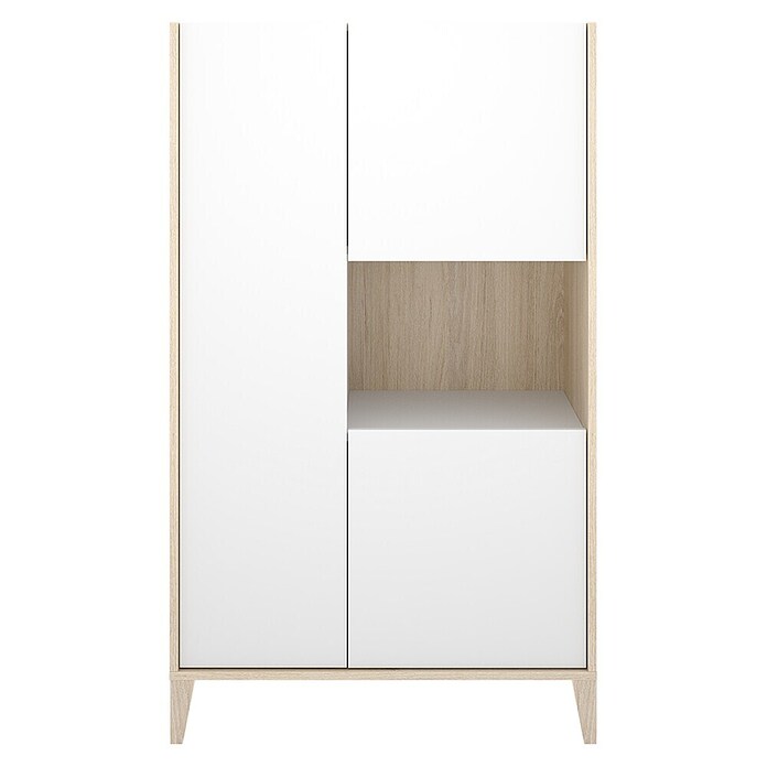Dekit Bari Aparador (L x An x Al: 43 x 81 x 137,5 cm, Blanco/Natural, Número de puertas: 3 ud.) | BAUHAUS