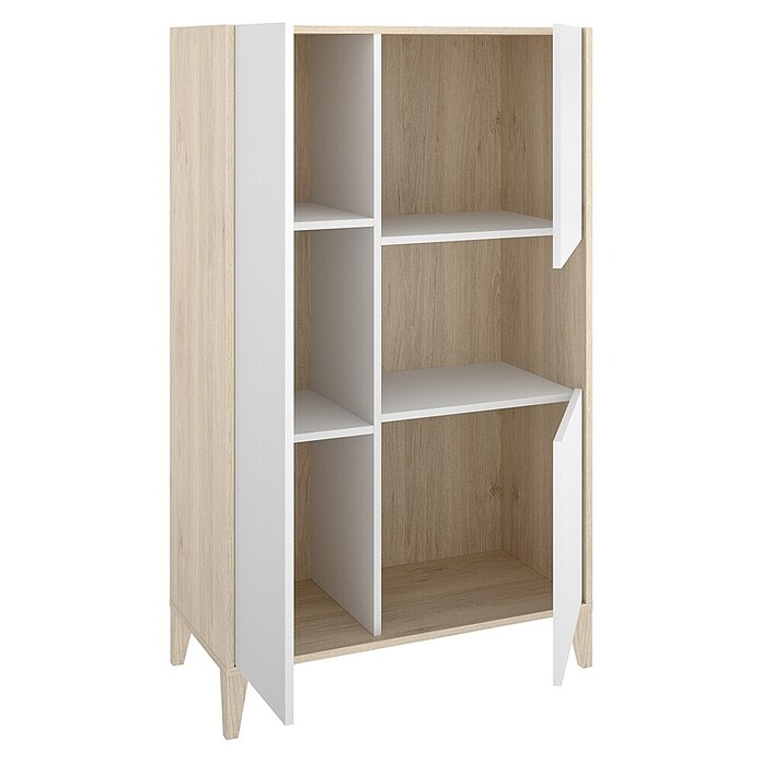 Dekit Bari Aparador (L x An x Al: 43 x 81 x 137,5 cm, Blanco/Natural, Número de puertas: 3 ud.) | BAUHAUS