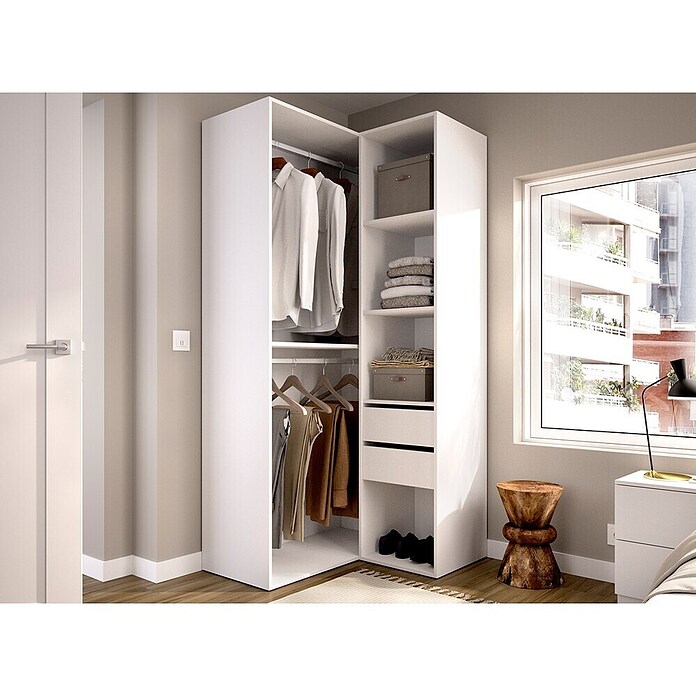 Dekit Mueble vestidor Suit (L x An x Al: 104,5 x 84,5 x 204,5 cm, Blanco/Natural, Trasera reversible) | BAUHAUS