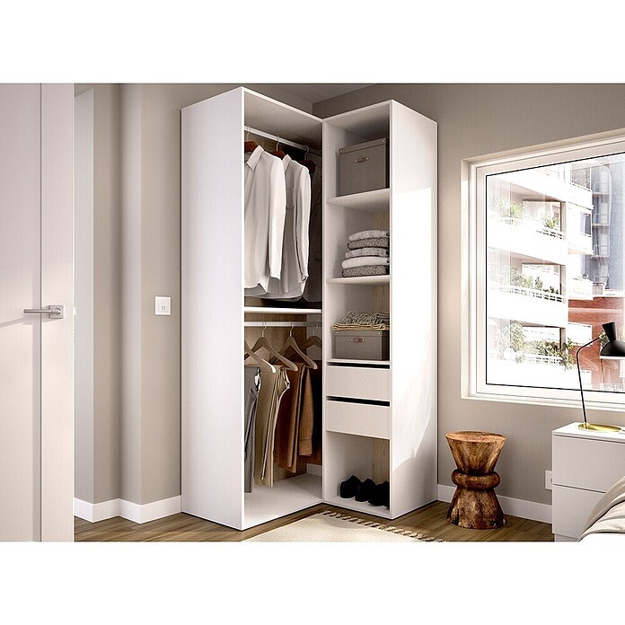 Dekit Mueble vestidor Suit (L x An x Al: 104,5 x 84,5 x 204,5 cm, Blanco/Natural, Trasera reversible) | BAUHAUS