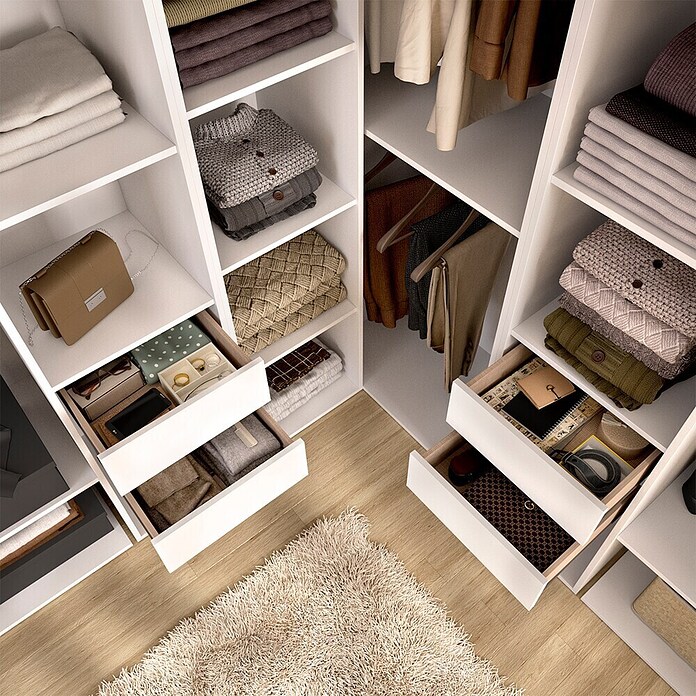 Dekit Mueble vestidor Suit (L x An x Al: 186,3 x 182,4 x 204,5 cm, Blanco/Natural, Trasera reversible) | BAUHAUS