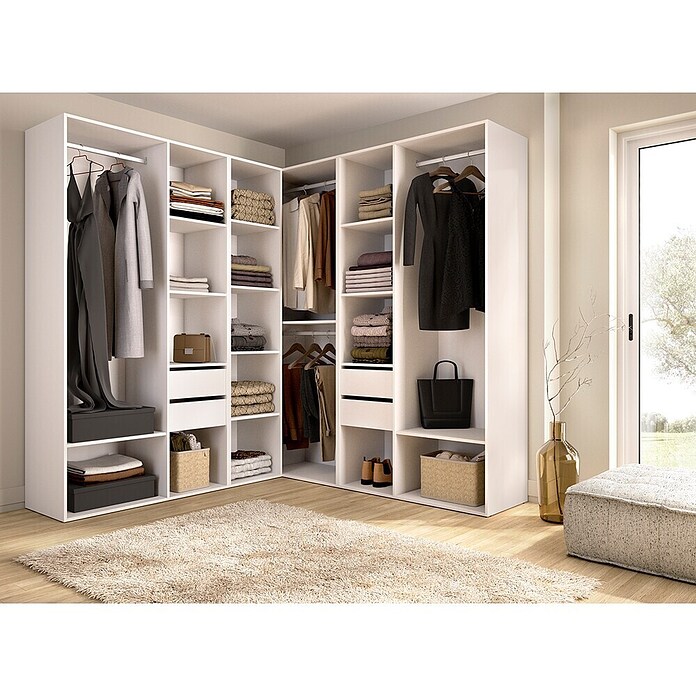 Dekit Mueble vestidor Suit (L x An x Al: 186,3 x 182,4 x 204,5 cm, Blanco/Natural, Trasera reversible) | BAUHAUS