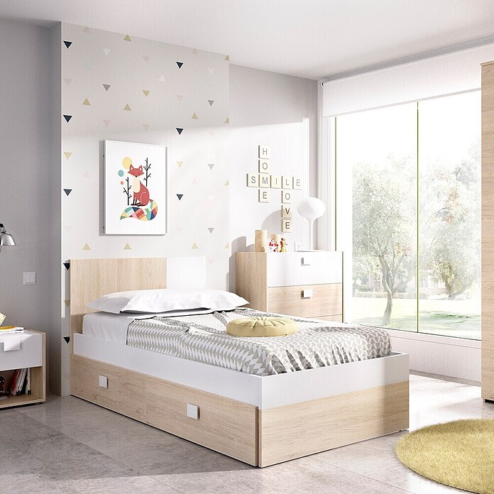 Dekit Cama Dina (L x An x Al: 196 x 97 x 79 cm, Natural/Blanco, Cajones) | BAUHAUS