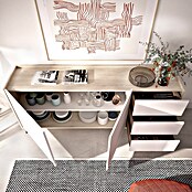 Dekit Bari Aparador (L x An x Al: 40 x 150 x 77,5 cm, Roble Natural/Blanco, Número de cajones: 3 ud., Número de puertas: 2 ud.) | BAUHAUS