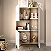 Dekit Bari Aparador (L x An x Al: 43 x 81 x 137,5 cm, Blanco/Natural, Número de puertas: 3 ud.) | BAUHAUS
