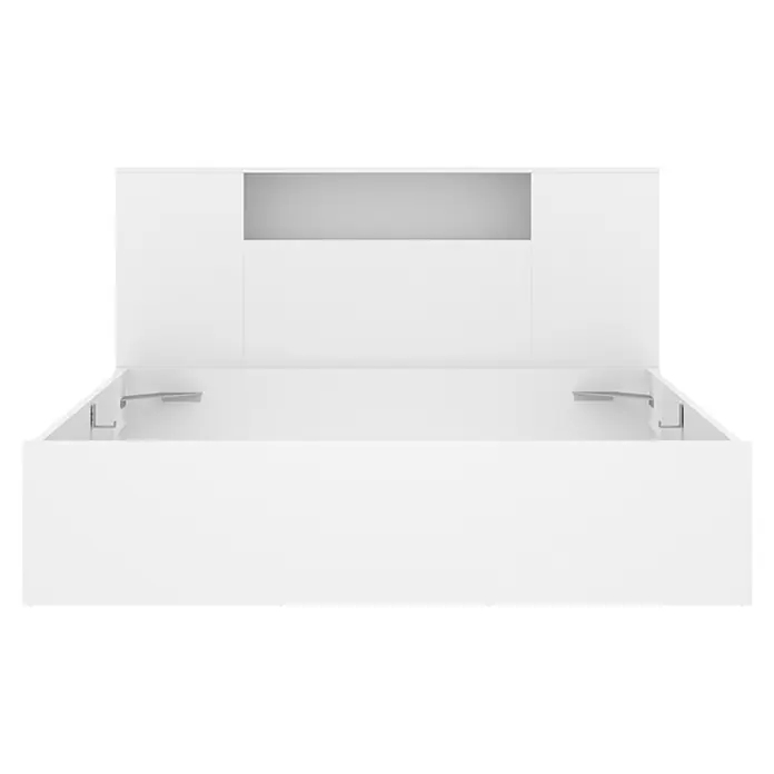 Dekit Ten Cabecero de cama con cama - L x An: 219,8 x 157,2 cm, Blanco, Número de cajones: 4 ud., Específico para: Colchón de 150x190 cm - Estructura de cama blanca con almacenaje, cabecero con estante integrado y mecanismo elevable.