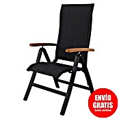 Sunfun Melina Sillón de posiciones (Negro, Teca/Textiline/Aluminio, Respaldo regulable) | BAUHAUS