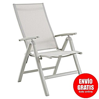 Sunfun Maja Sillón de posiciones (Aluminio, Respaldo regulable, Beige, An x Pr x Al: 61 x 68 x 110 cm)