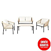 Conjunto de muebles Echo (4 pzs., Acero/Cuerda, Beige/Negro) | BAUHAUS