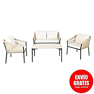 Conjunto de muebles Echo (4 pzs., Acero/Cuerda, Beige/Negro)
