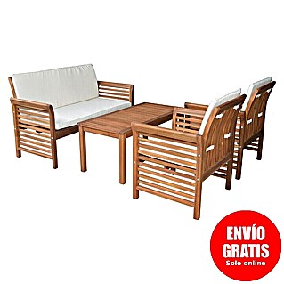 Sunfun Conjunto de muebles México (4 pzs., Madera de acacia, Marrón/Antracita)