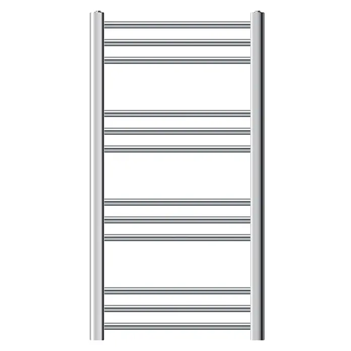 LuxeBath Elektro-Badheizkörper Handtuchwärmer Elektrisch 500x800 mm Chrome gerade mit Heizstab 600W -  - Silberfarbener Handtuchheizkörper mit horizontalen Stangen.