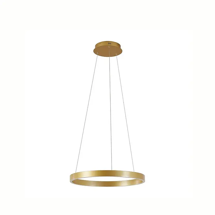 Lucande Pendelleuchte Yonam - L x B x H: 60 x 60 x 4,5 cm, messing / gold, gold, weiß - Goldene runde LED-Pendelleuchte, aufgehängt an einem passenden Deckenbaldachin.