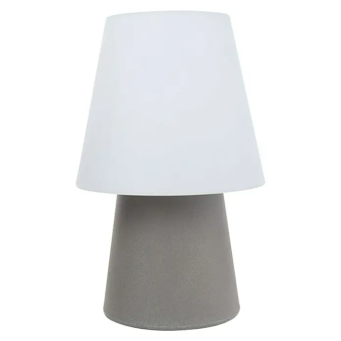 8 Seasons Design No. 1 LED-Solar-Dekoleuchte - Taupe, Weiß, L x B x H: 39 x 39 x 60 cm - Eine graue Tischleuchte mit einem weißen Lampenschirm, ideal für eine stilvolle Beleuchtung in jedem Raum.