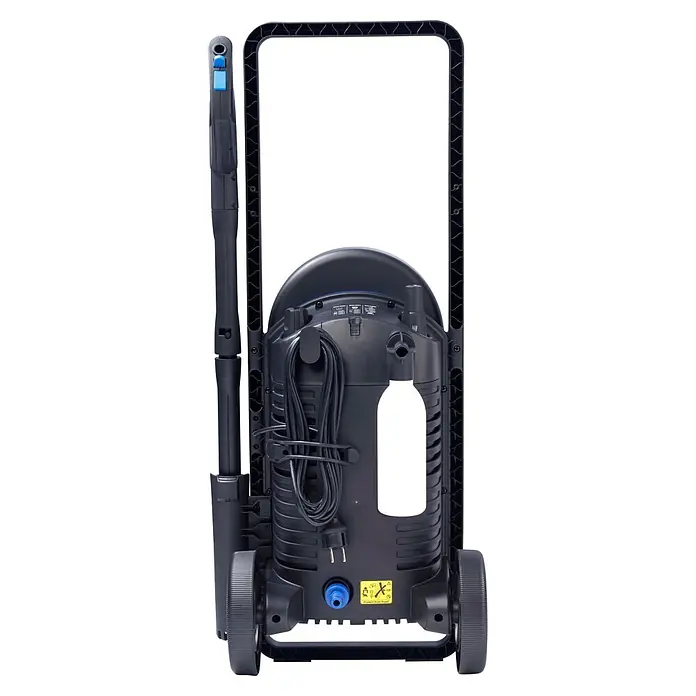 Nilfisk Hidrolimpiadora de alta presión CORE 140IH PCH - 140 bar, 1.800 W, Capacidad de bombeo: 474 l/h - Hidrolimpiadora negra con ruedas, equipada con lanza, compartimento para cable de alimentación y soporte para botella de detergente en la parte trasera.