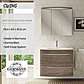 Camargue Swing Waschtischunterschrank (45,5 x 80 x 63 cm, Eiche Maron, Matt)