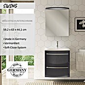 Camargue Swing Waschtischunterschrank (44 x 60 x 63 cm, Grafit, Hochglanz)