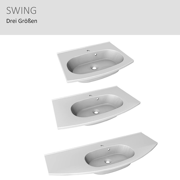 Camargue Swing Einbauwaschbecken (47 x 80 cm, Mineralguss, Weiß)