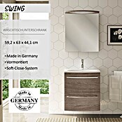 Camargue Swing Waschtischunterschrank (44 x 60 x 63 cm, Eiche Maron, Matt)