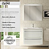 Camargue Swing Waschtischunterschrank (45,5 x 80 x 63 cm, Weiß, Hochglanz)