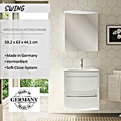 Camargue Swing Waschtischunterschrank (44 x 60 x 63 cm, Weiß, Hochglanz)