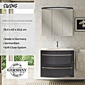 Camargue Swing Waschtischunterschrank (45,5 x 80 x 63 cm, Grafit, Hochglanz)