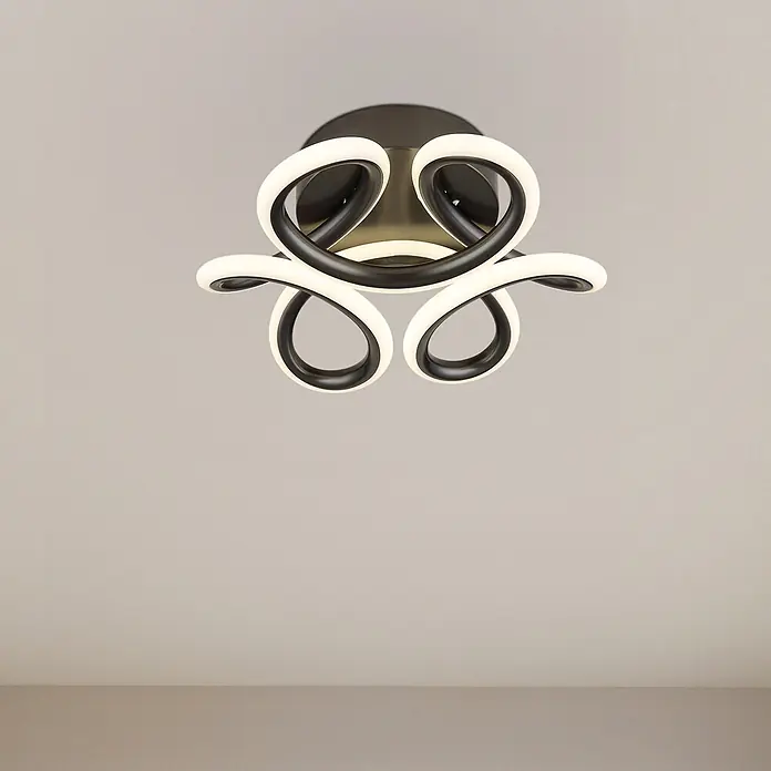 Globo LED-Deckenleuchte Melisand - 24 W - Moderne schwarz-weiße LED-Deckenleuchte mit skulpturalem, geschwungenem Design.