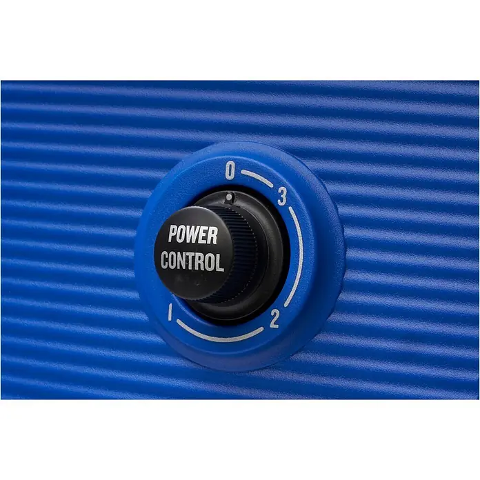 Nilfisk Hidrolimpiadora de alta presión CORE 150 PC - 150 bar, 2.000 W, Capacidad de bombeo: 468 l/h - Perilla negra 'POWER CONTROL' con ajustes 0-3 sobre una superficie azul texturizada, indicando niveles de potencia ajustables.