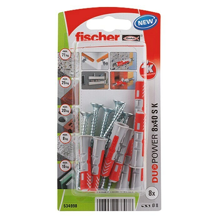 fischer - Fija cuadros para colgar cuadros sin agujeros, Blanco 8 uds  (Paquete de 2) : : Bricolaje y herramientas