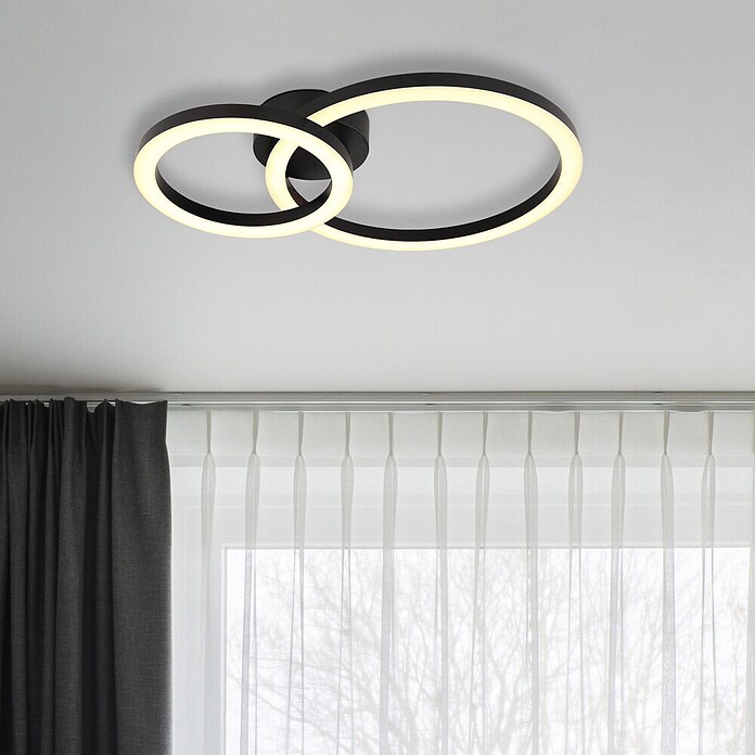 Globo LED stropna svetilka Adda  (15 W, Do x Š x V: 42 x 30 x 7 cm, Črna) | 3016 - Deckenleuchte | CACB - Deckenleuchten | CAC - Indoorleuchten | CA - Beleuchtung | C - Elektro | BAUHAUS