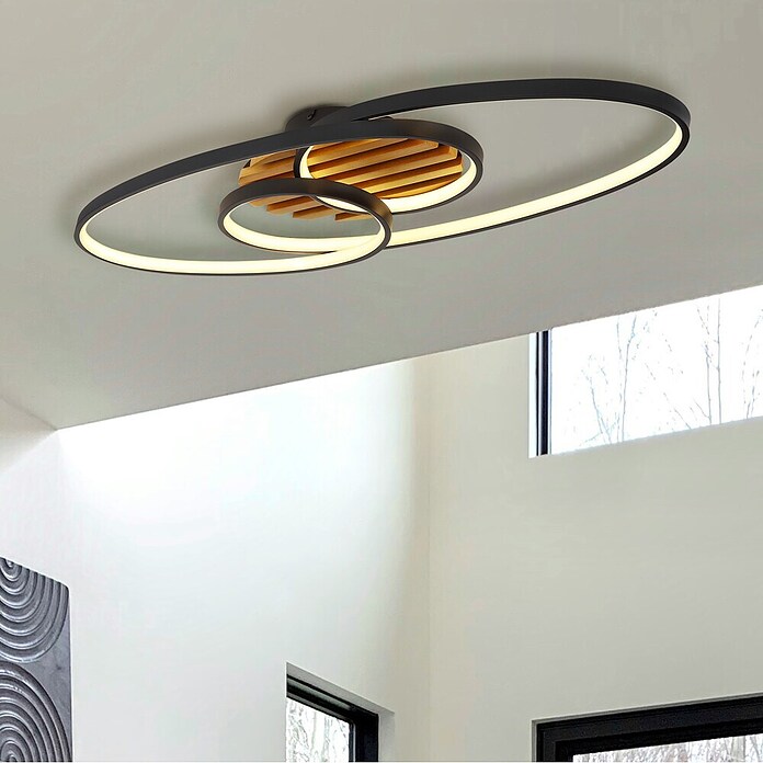 Globo LED stropna svjetiljka Tisha  (40 W, D x Š x V: 850 x 300 x 90 mm, Crna, Topla bijela) | BAUHAUS