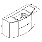 Camargue Swing Waschtischunterschrank (44 x 120 x 63 cm, Weiß, Hochglanz)