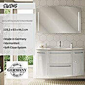 Camargue Swing Waschtischunterschrank (44 x 120 x 63 cm, Weiß, Hochglanz)
