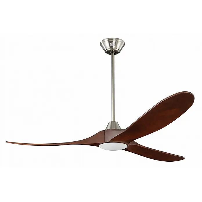 Vam Deckenventilator Energiespar Deckenventilator KOA LED Nickel 178 cm - Naturholz braun, 1.780 mm, 27 W - Moderner Deckenventilator aus gebürstetem Nickel mit dunkelbraunen Holzflügeln und integrierter LED-Beleuchtung.