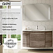Camargue Swing Waschtischunterschrank (44 x 120 x 63 cm, Eiche Maron, Matt)