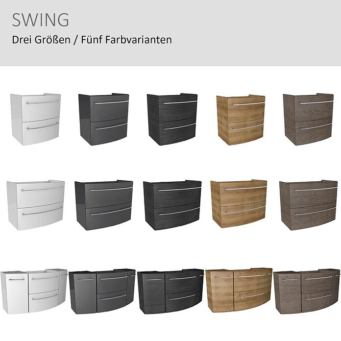 Camargue Swing Waschtischunterschrank (45,5 x 80 x 63 cm, Darkoak, Matt)