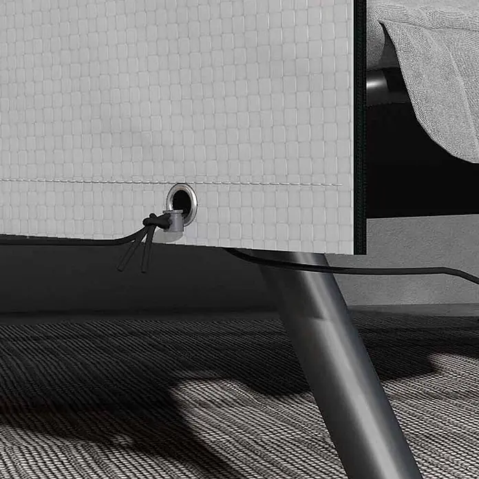 Outsunny Hollywoodschaukel-Schutzhülle - L x B x H: 215 x 155 x 150 cm, Polyethylen, 100 g/m², Hellgrau - Hellgraue, karierte Schutzhülle, mit schwarzer Kordel durch eine Metallöse befestigt.