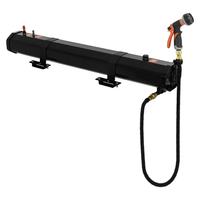 ML-Design Solardusche - Höhe: 14 cm, Kunststoff, Schwarz, 20 l - Schwarzer tragbarer Wassertank mit Halterungen, angeschlossenem Schlauch und Multifunktions-Sprühdüse.