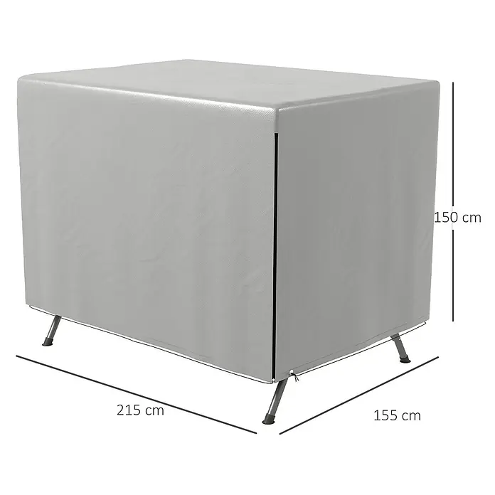 Outsunny Hollywoodschaukel-Schutzhülle - L x B x H: 215 x 155 x 150 cm, Polyethylen, 100 g/m², Hellgrau - Graue rechteckige Schutzhülle für Gartenmöbel mit texturierter Oberfläche.