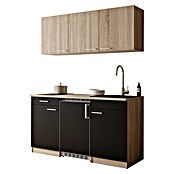 Respekta Miniküche Ingrid (Breite: 150 cm, Schwarz, Mit Kochfeld + Kühlschrank) | BAUHAUS