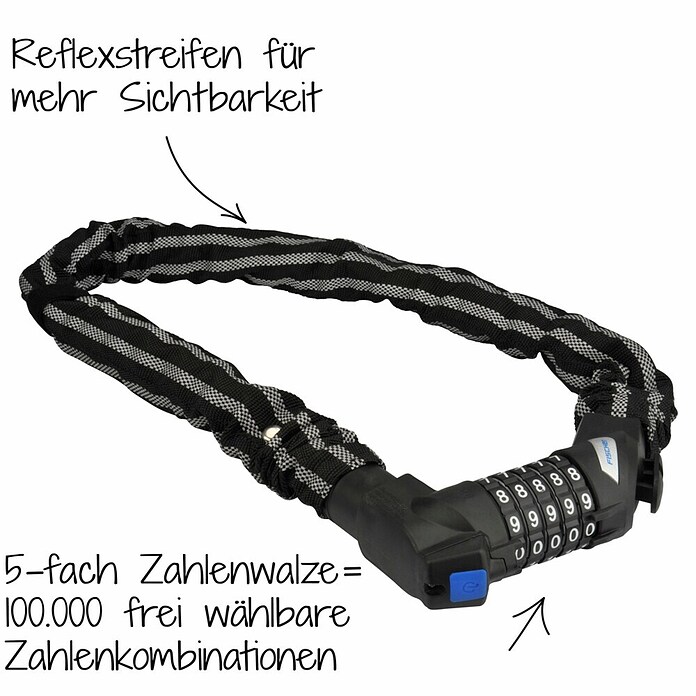 Fischer Zahlen-Kettenschloss (Länge: 80 cm, 3M-Reflexmaterial)
