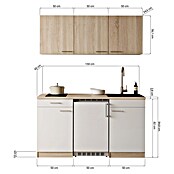 Respekta Miniküche Ingrid (Breite: 150 cm, Grau, Mit Kochfeld + Kühlschrank) | BAUHAUS
