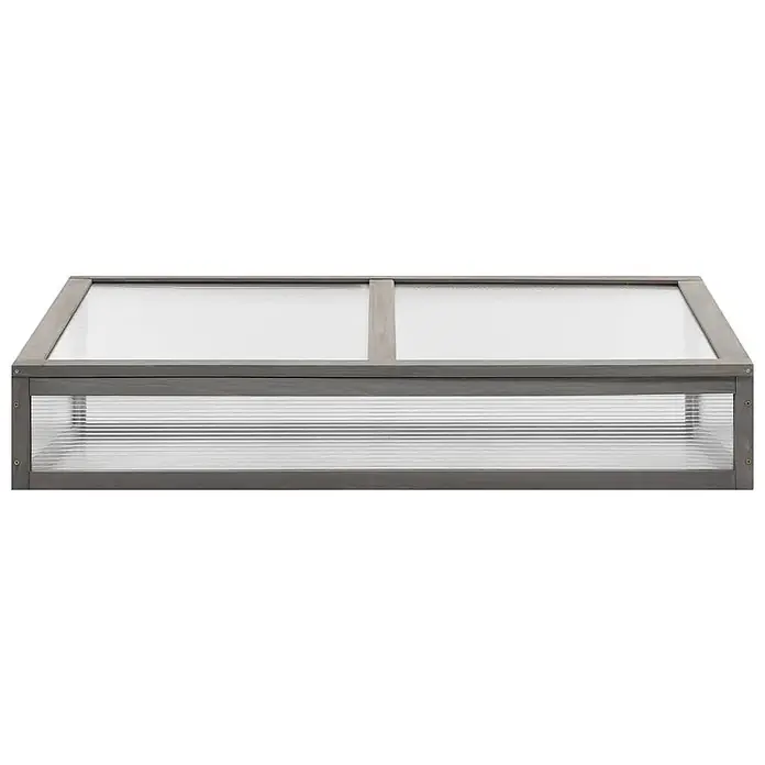 Furnicato Hochbeet Inklusive Gewächshaus-Aufsatz - 110 x 54 x 120 cm, Holz, Grau - Graues Holzanzuchtbeet mit transparenten geriffelten Seitenwänden und zwei transparenten Deckplatten.