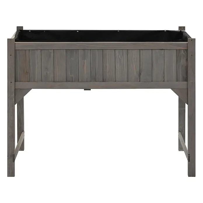 Furnicato Hochbeet Inklusive Gewächshaus-Aufsatz - 110 x 54 x 120 cm, Holz, Grau - Erhöhtes graues Holz-Hochbeet mit schwarzer Stoffeinlage, ideal für den Garten.
