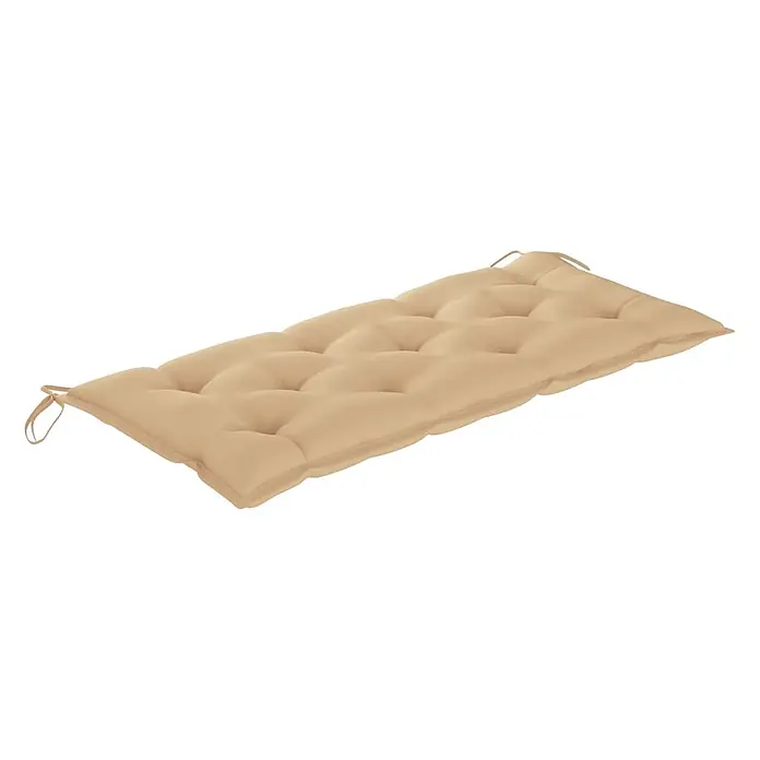 Furnicato Gartenbank Bambus - B x T x H: 55 x 120 x 90 cm, Beige - Beiges getuftetes Bankkissen mit Bindebändern.