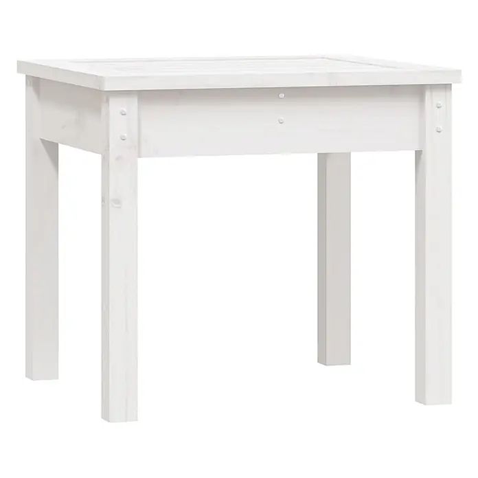 Furnicato Gartenbank Kiefer-Massivholz - B x T x H: 50 x 44 x 45 cm, Weiße Kiefer - Weißer quadratischer Holztisch.