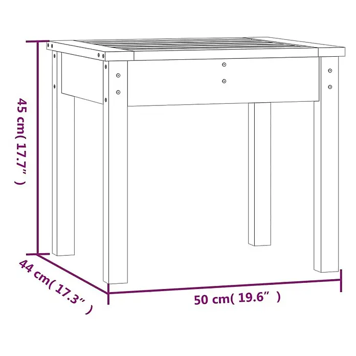 Furnicato Gartenbank Douglasien-Massivholz - B x T x H: 50 x 44 x 45 cm, Natürliches Douglasie - Hölzerner Gartentisch mit Lattenplatte. Maße: 45 cm H x 50 cm B x 44 cm T.